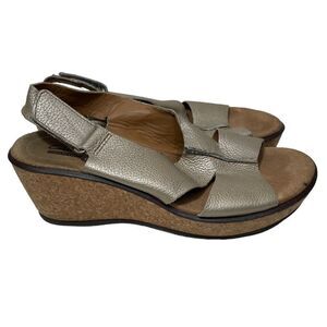 Clarks Silver Pebbled Leather Strappy Heeled Sandals